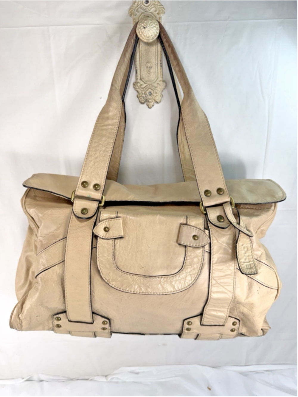 Vintage Abro Italian Leather Shoulder Bag Italy Y2K-era slouchy tote